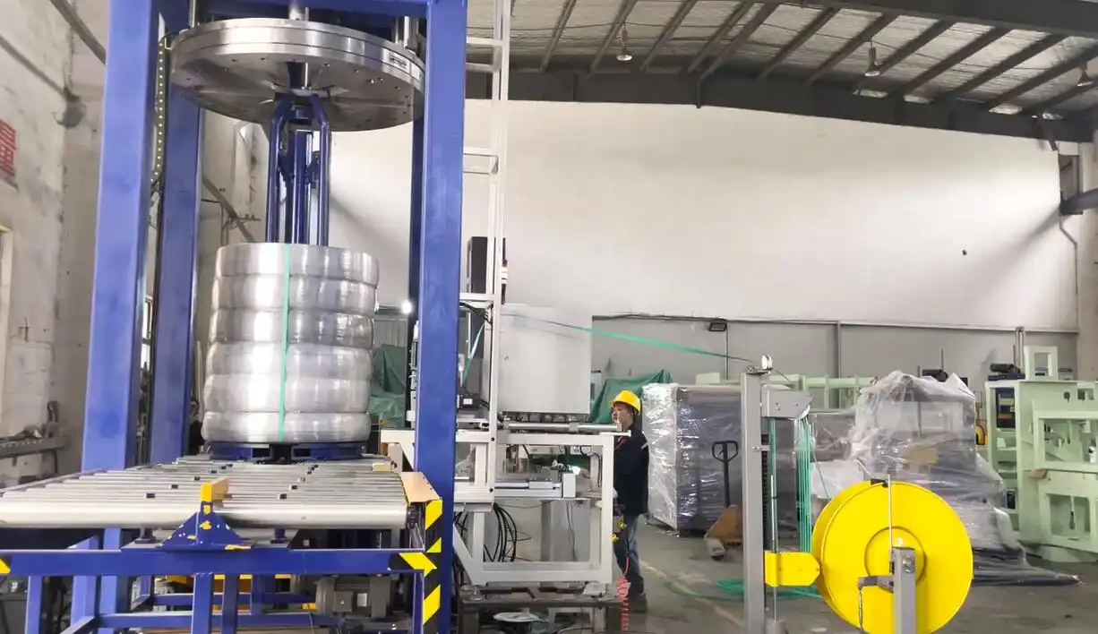 Wire Coil Compressing and Strapping Line